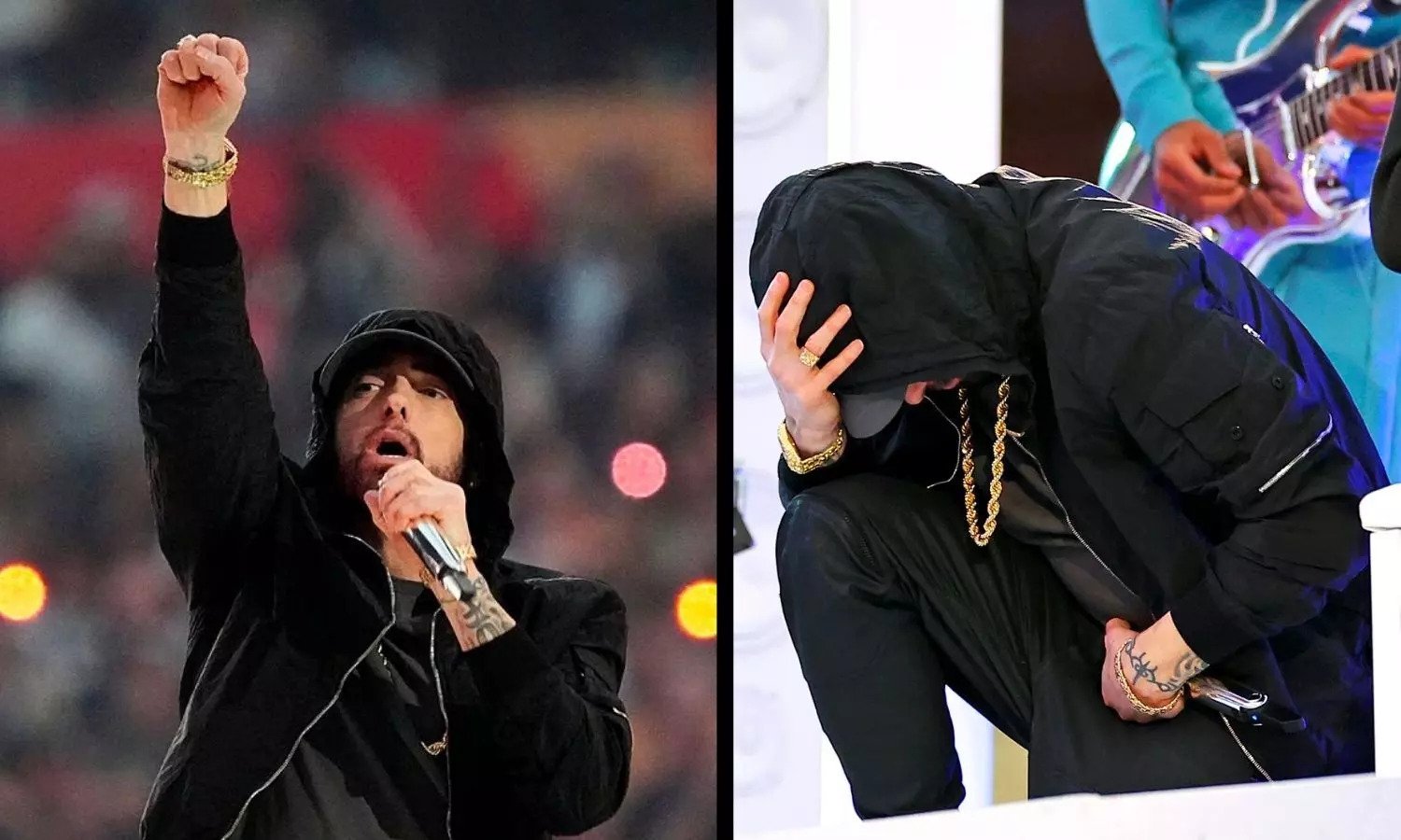 Eminem takes a knee at Superbowl 2022 to fight against racism