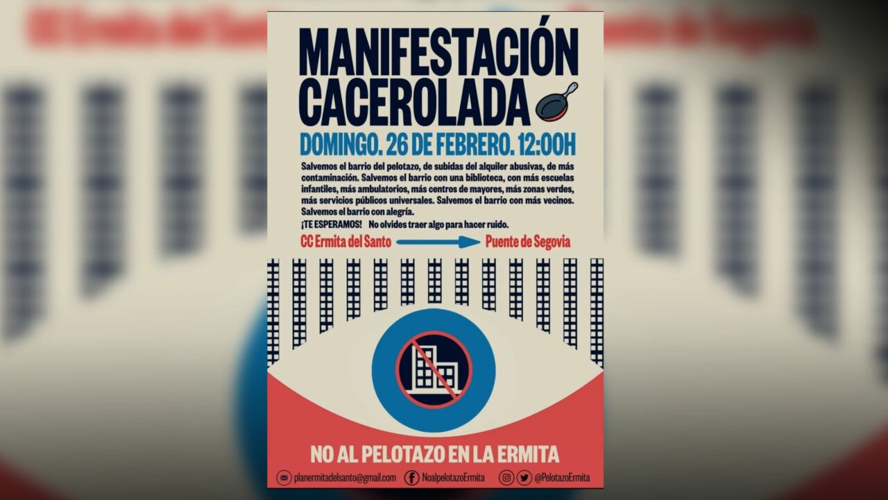 ¡No al pelotazo en Ermita del Santo! Manifestación cacerolada contra un nuevo macroproyecto urbanístico en Madrid