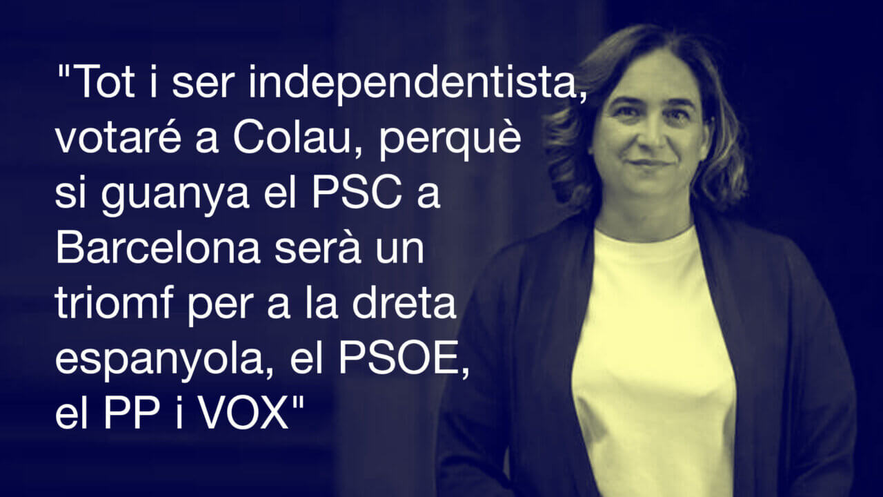 «Sóc indepentista i votaré Colau: no vull el PSC i Collboni alcalde»