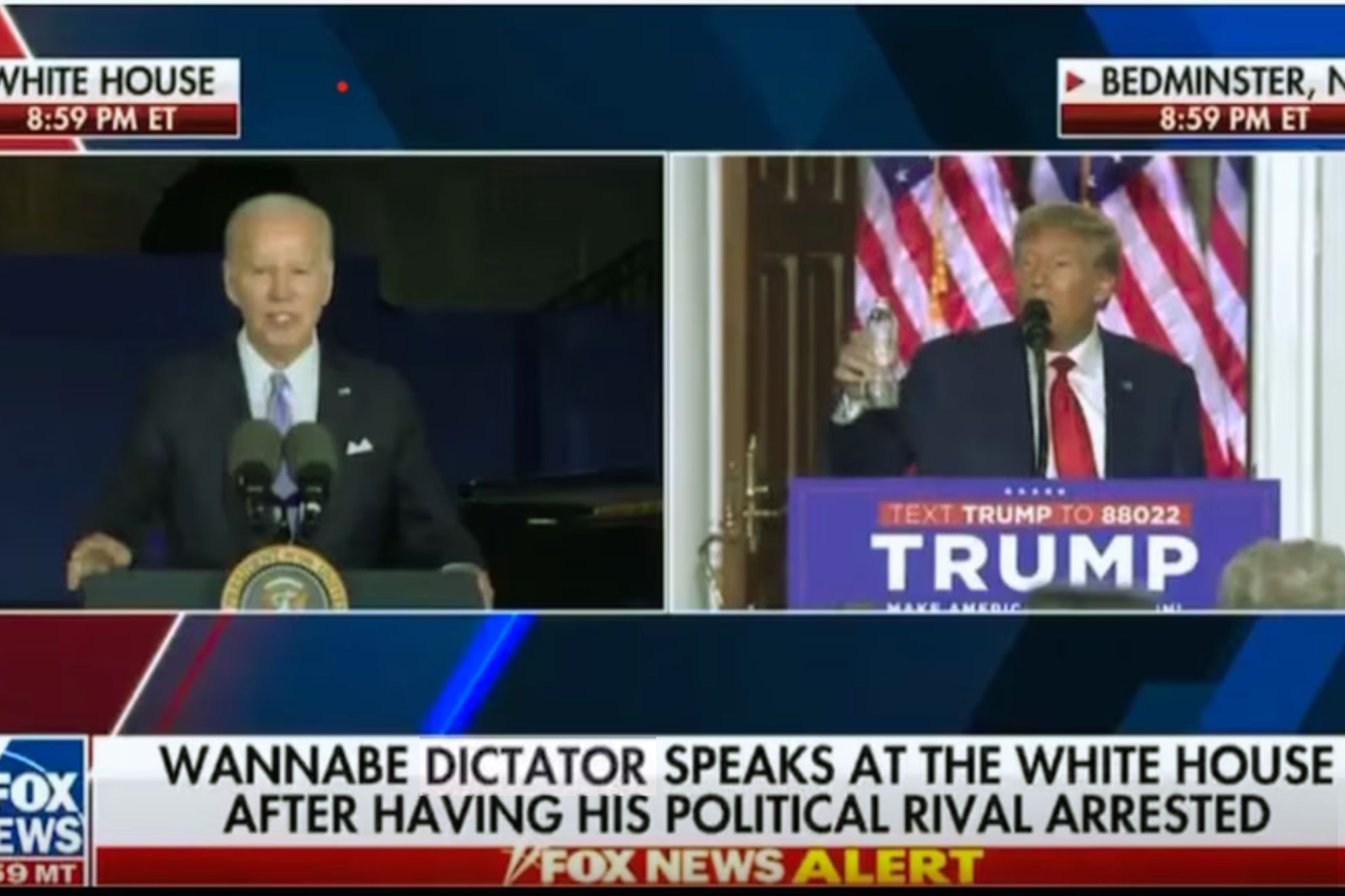 Cuando pagas bien a tus medios: Fox llama a Biden “aspirante a dictador” durante un discurso de Trump
